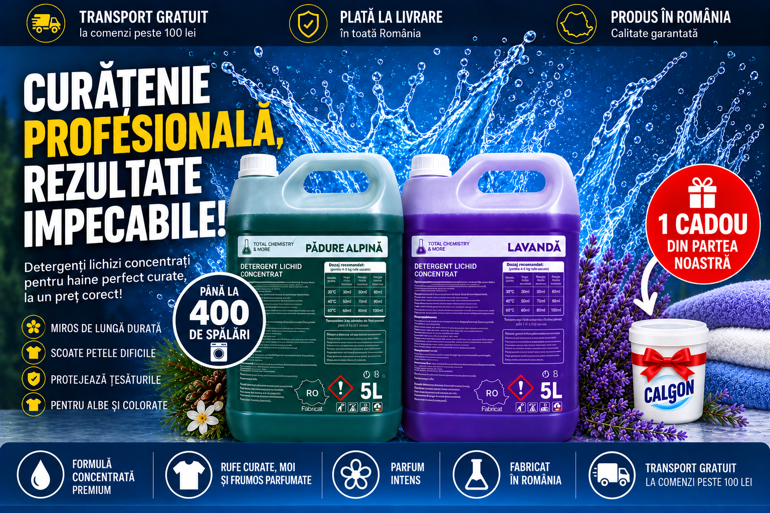 PACHET  10L Detergent ( Padure Alpina + Lavandă) +  1 Cadou